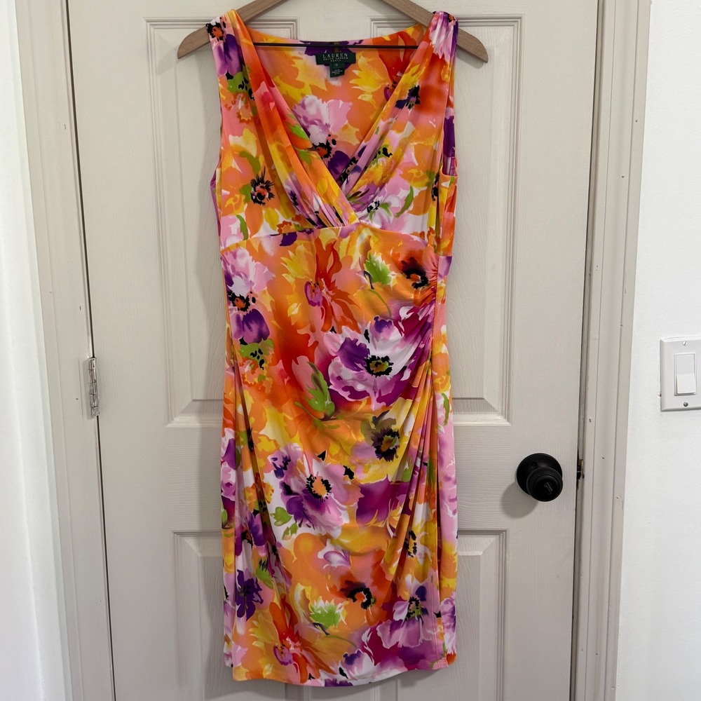 Lauren Ralph Lauren Dress Womens 12‎ Floral Tropical Resort Cocktail Vacation